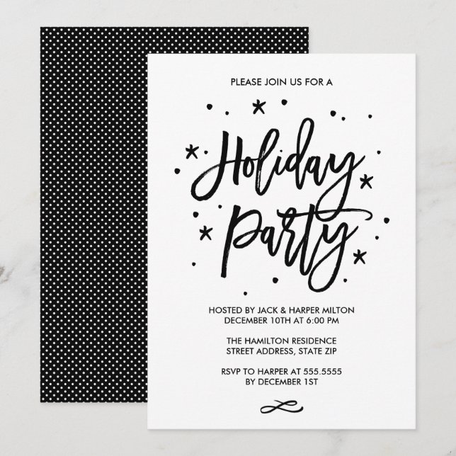 Chic Hand Letted Typografy Holiday Party Einladung (Vorne/Hinten)