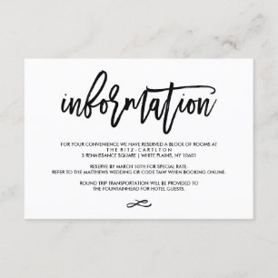 Chic Hand Letted Wedding Information Card Begleitkarte