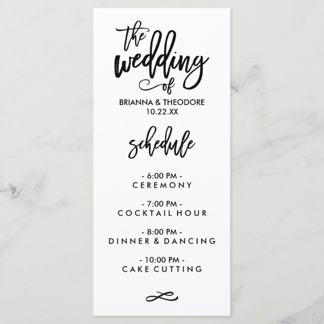 Chic Hand Letted Wedding Menu Menükarte (Vorderseite)