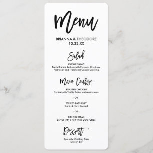 Chic Hand Letted Wedding Menu Menükarte