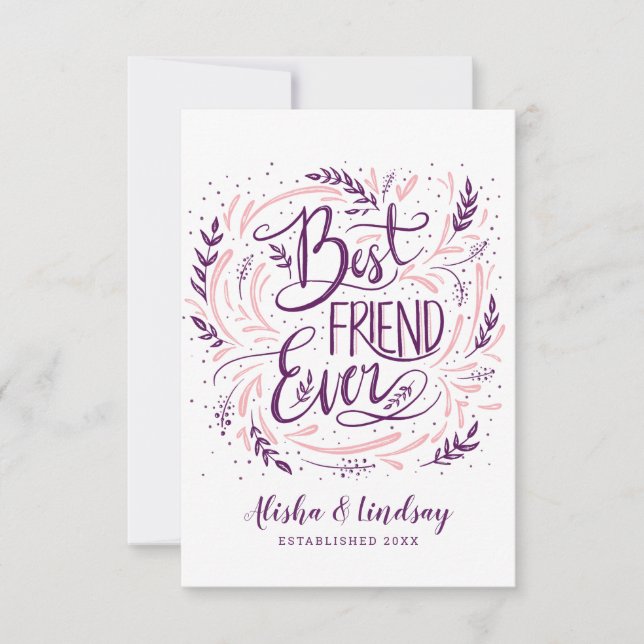 Chic Hand Letter Bester Freund je Personalisiert Dankeskarte (Vorderseite)