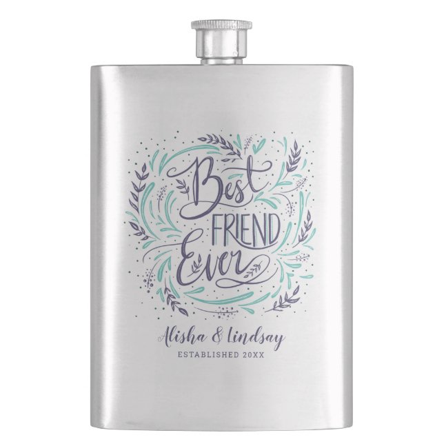 Chic Hand Letter Bester Freund je Personalisiert Flachmann (Vorderseite)