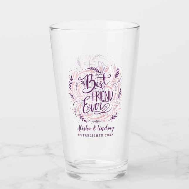 Chic Hand Letter Bester Freund je Personalisiert Glas (Vorderseite)