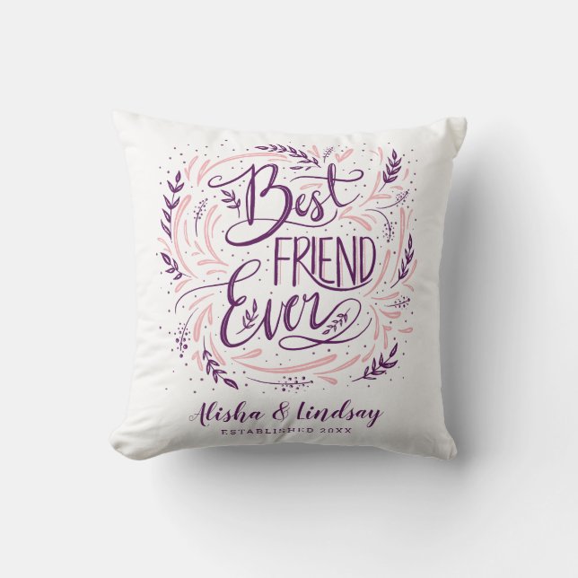Chic Hand Letter Bester Freund je Personalisiert Kissen (Vorderseite)
