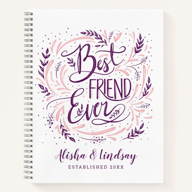 Chic Hand Letter Bester Freund je Personalisiert Notizbuch (Vorderseite)