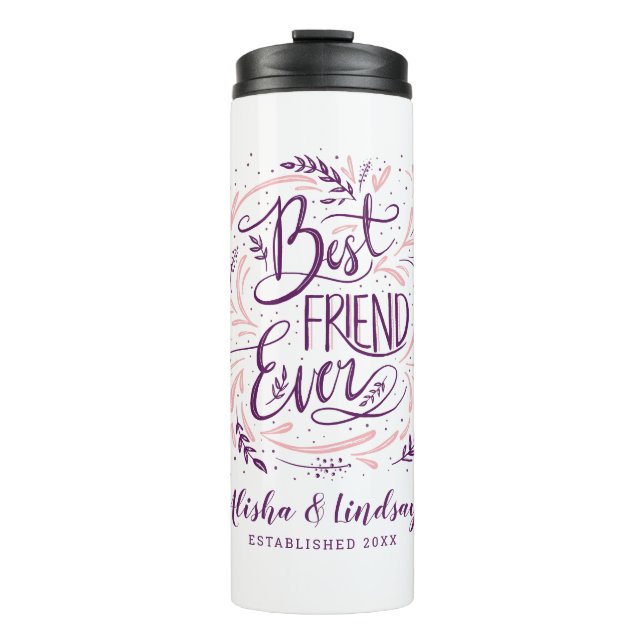 Chic Hand Letter Bester Freund je Personalisiert Thermosbecher (Vorderseite)