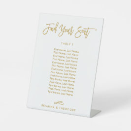 Chic Hand Letter individueller Sitzplan Gold Sockelschild