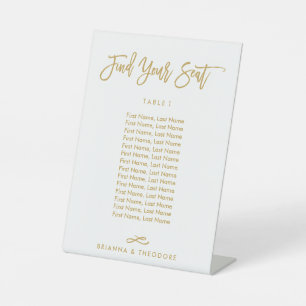 Chic Hand Letter individueller Sitzplan Gold Sockelschild