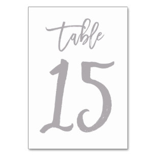 Chic Hand Letter Tischnummer Silver   Tabelle 15