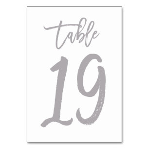 Chic Hand Letter Tischnummer Silver   Tabelle 19