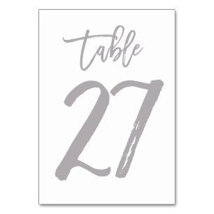 Chic Hand Letter Tischnummer Silver   Tabelle 27