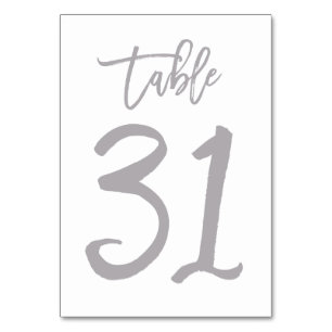 Chic Hand Letter Tischnummer Silver   Tabelle 31