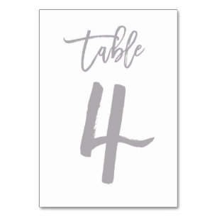 Chic Hand Letter Tischnummer Silver   Tabelle 4