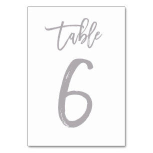 Chic Hand Letter Tischnummer Silver   Tabelle 6