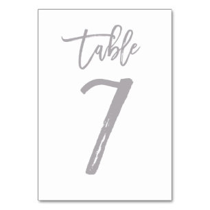 Chic Hand Letter Tischnummer Silver   Tabelle 7