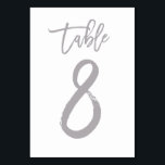 Chic Hand Letter Tischnummer Silver | Tabelle 8<br><div class="desc">Moderne Tischnummern.</div>