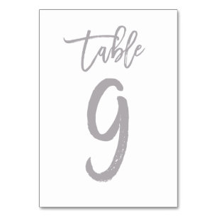 Chic Hand Letter Tischnummer Silver   Tabelle 9