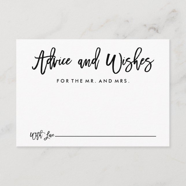 Chic Hand Letter Wedding Advice and Wish Card Hinweiskarte (Vorderseite)