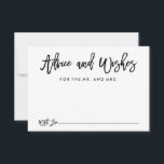 Chic Hand Letter Wedding Advice and Wish Card Hinweiskarte<br><div class="desc">Ratschläge und Wünsche für die neue Mr. und Mrs. Karte mit einem schicken Pinselskript in schwarz mit weißem Hintergrund.</div>