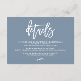 Chic Hand Letter Wedding Details Dusty Blue Begleitkarte