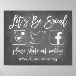 Chic Hand Letter Wedding Hashtag Chalkboard Sign Poster