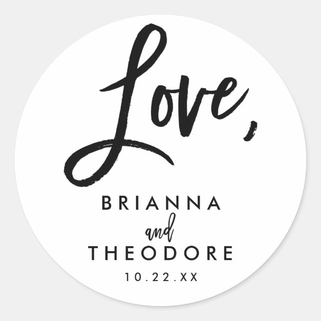 Chic Hand Letter Wedding Liebe Fevor Label Runder Aufkleber (Vorderseite)