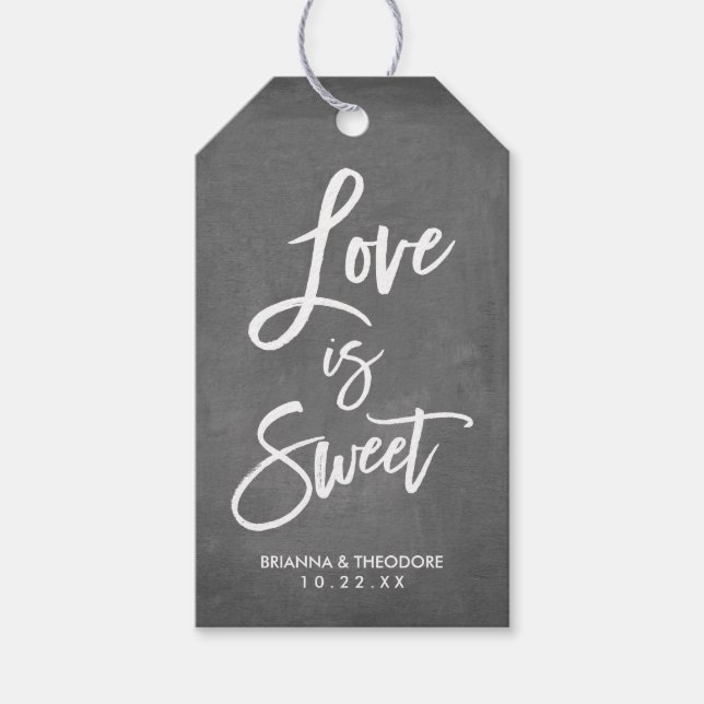 Chic Hand Letter Wedding Liebe ist süß Geschenkanhänger (Vorderseite)