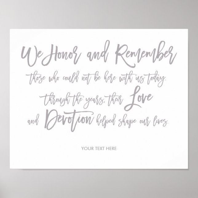 Chic Hand Letter Wedding Memorial Sign Poster (Vorne)