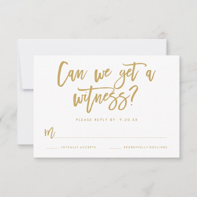 Chic Hand Letter Wedding RSVP Card in Gold (Vorderseite)