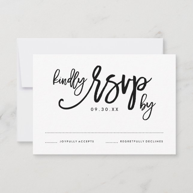 Chic Hand Letter Wedding RSVP Card Karte (Vorderseite)