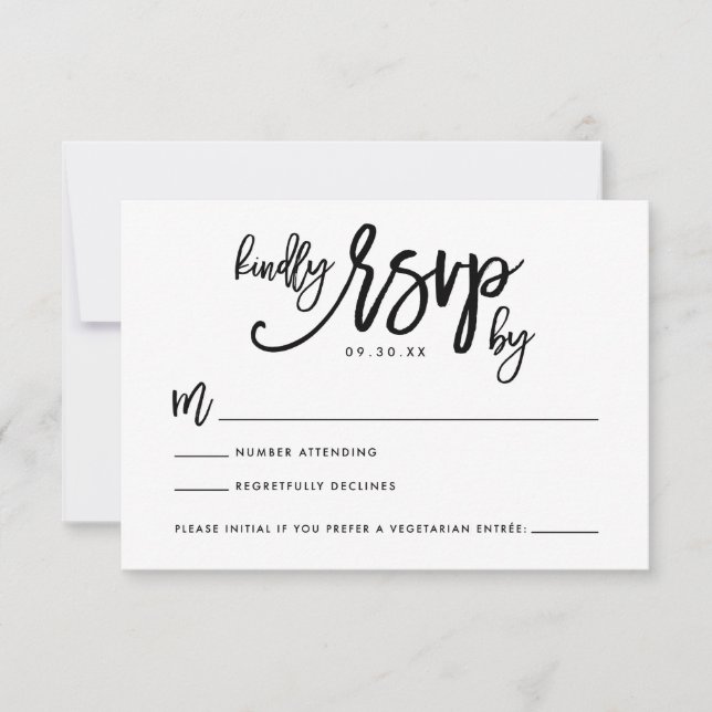 Chic Hand Letter Wedding RSVP Card Karte (Vorderseite)