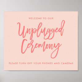 Chic Hand Letter Wedding Unplugged Zeremony Sign Poster