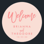 Chic Hand Letter Wedding Welcome Sticker | Koralle<br><div class="desc">Begrüßungsaufkleber</div>