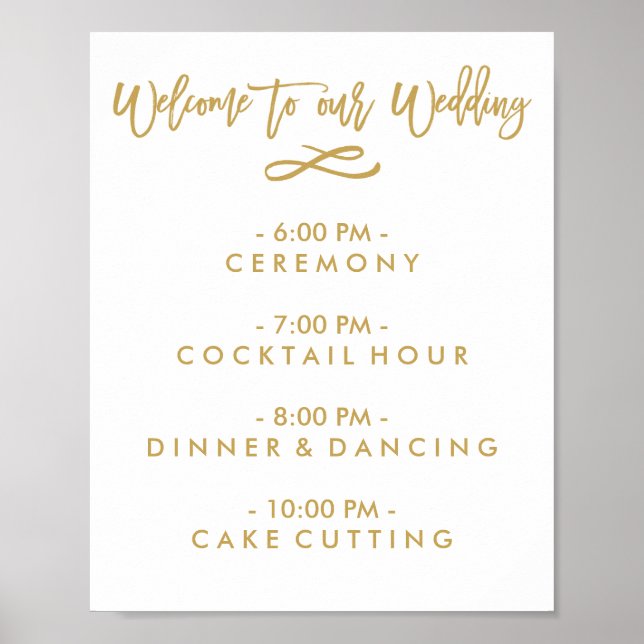Chic Hand Letter Wedding Willkommensplan Poster (Vorne)