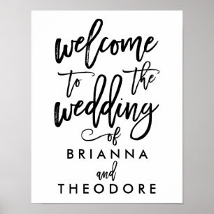 Chic Hand Letter Wedding Willkommenszeichen Poster