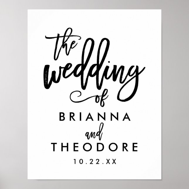 Chic Hand Letter Wedding Willkommenszeichen Poster (Vorne)