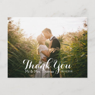 Chic Hand Letter Wedtered Dankeschön Postcard Postkarte