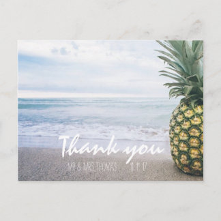 Chic Hand Lettered Ananas Danke Postcard Postkarte