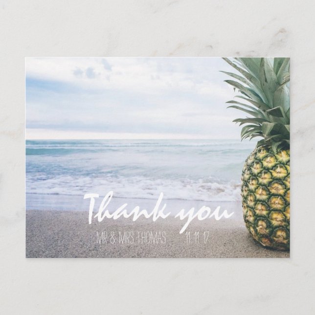 Chic Hand Lettered Ananas Danke Postcard Postkarte (Vorderseite)