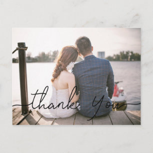 Chic Hand Lettered Foto Wedding Dankeschön Card Postkarte