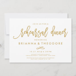 Chic Hand Lettered Gold Wedding Probe Dinner Einladung