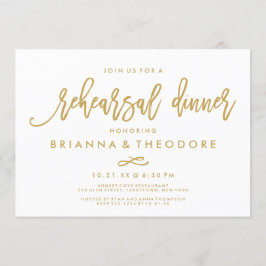 Chic Hand Lettered Gold Wedding Probe Dinner Einladung