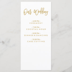 Chic Hand Lettered Gold Wedding programme