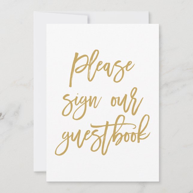 Chic Hand Lettered Gold Wedding Sign Gästebuch (Vorderseite)