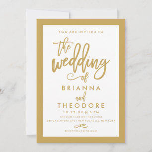 Chic Hand Lettered Gold Weditation Border Einladung