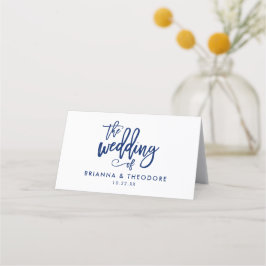 Chic Hand Lettered Navy Hochzeitkarte Platzkarte