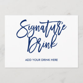 Chic Hand Lettered Navy Signature Drink Einladung