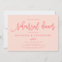 Chic Hand Lettered Wedding Probe Dinner Coral