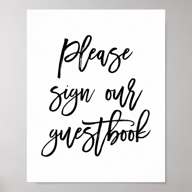 Chic Hand Lettered Wedding Sign Our Guest Book Poster (Vorne)