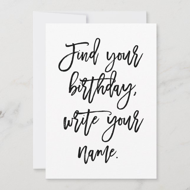 Chic Hand Letters finden Sie Ihren Geburtstag, Karte (Vorderseite)